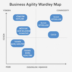 Business Agility için örnek Wardley Map.